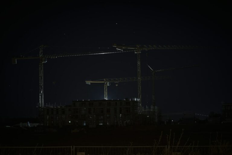Construction site at night
