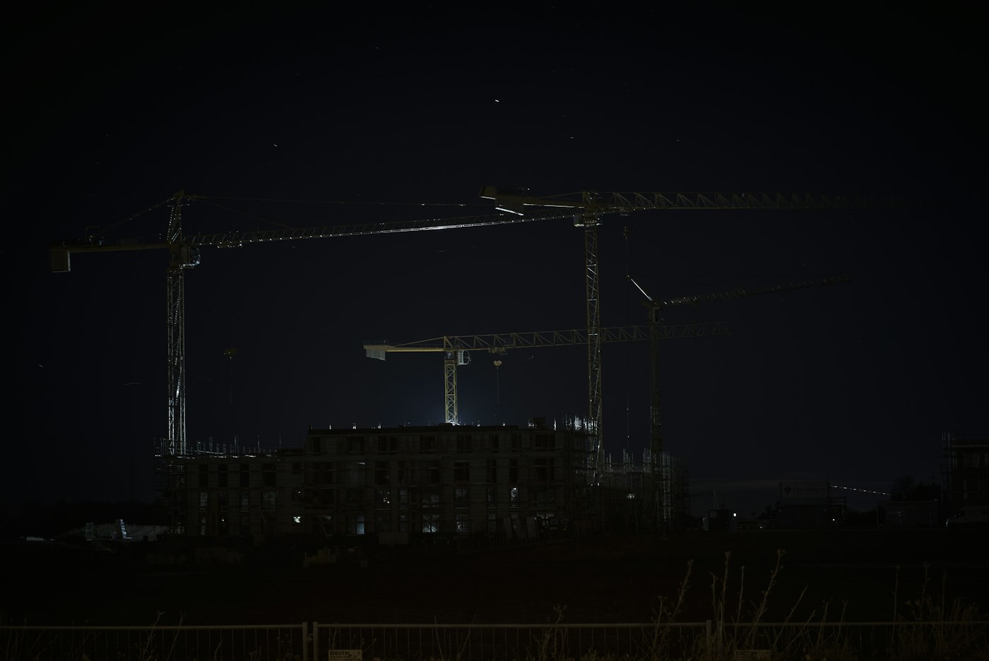 Construction site at night